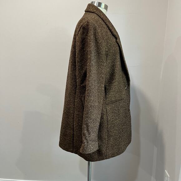 Old Navy Oversized Blazer Herringbone Wool Blend Brown Size XL - Picture 2 of 8